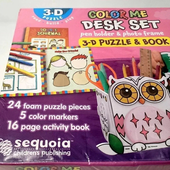 Creative 3D Coloring Puzzle & Book DIY Painting with 5 Color markers "Owl" - Picture 6 of 9